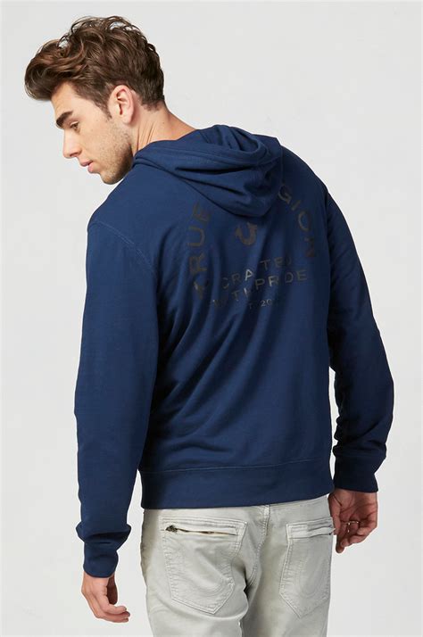 Crafted With Pride Mens Hoodie Blue True Religion