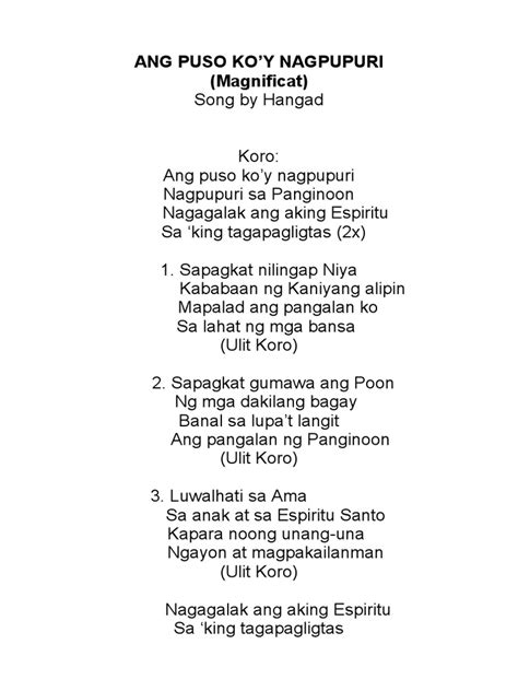 Ang Puso Koy Nagpupuri Magnificat Pdf