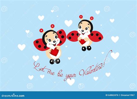 Ladybugs In Love Valentines Day Stock Vector Illustration Of Funny