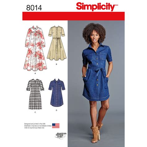 Simplicity Sewing Pattern Misses Shirt Dress Sewdirect