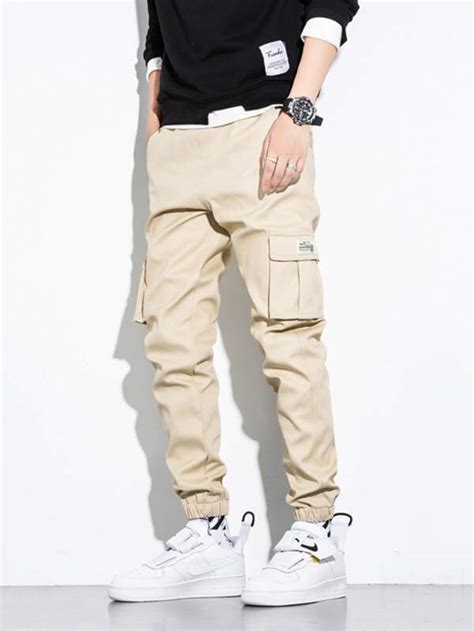 Manfinity Hypemode Men Patched Flap Pocket Cargo Pants Shein Uk