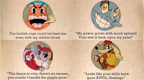 Cuphead Dlc All Game Over Screens Boss Quotes Youtube