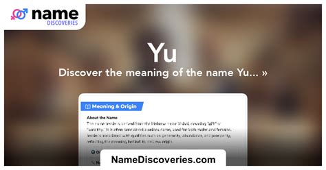 Yu - Name Meaning and Origin