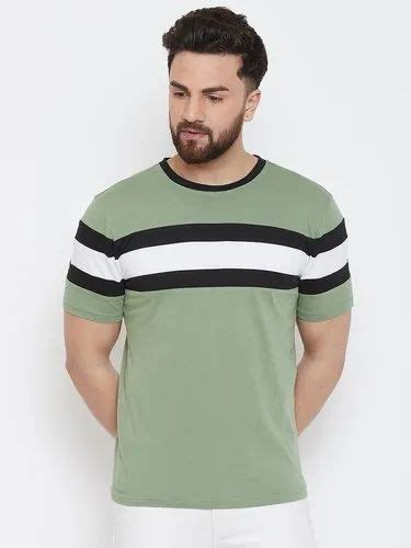 Round Half Sleeve Mens Designer Cotton T Shirt Size Medium At Rs 140