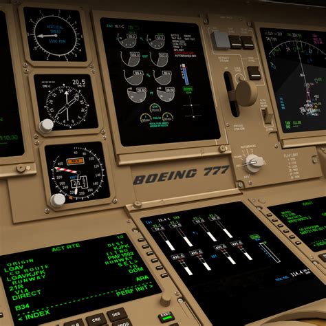 realistic boeing 777 cockpit 3d lwo