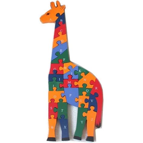 Puzzle Girafe en Bois Alphabets et Numéros Jouet d Apprentissage