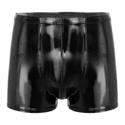 Olhar Molhado Dos Homens Couro Envernizado Shorts Bulge Pouch Roupa