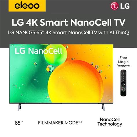 LG 65 NANO75 4K Smart NanoCell TV 65NANO75SQA With AI ThinQ 2022