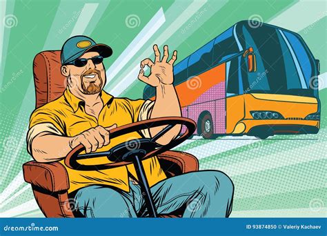 Okaytouristenbusfahrer Vektor Abbildung Illustration Von Gesch Ft