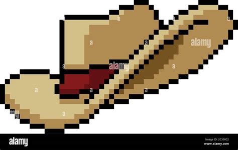 Vector Pixel Art Sombrero Dibujos Animados Aislados Imagen Vector De