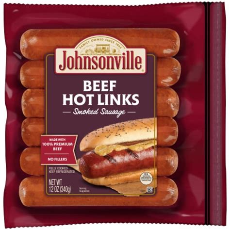 Johnsonville Fully Cooked Beef Smoked Sausage Hot Links Ct Oz