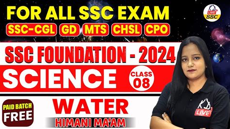 WATER SSC FOUNDATION 2024 SCIENCE For SSC GD CHSL CGL MTS CLASS