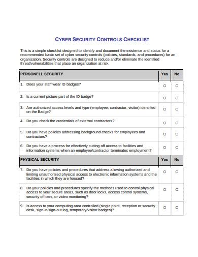 security checklist templates  google docs ms word pages