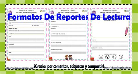 Formatos de reportes de lectura y credencial Educación Primaria