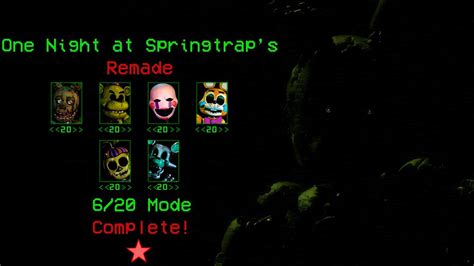 One Night At Springtrap´s Remade 6 20 Mode Complete Youtube