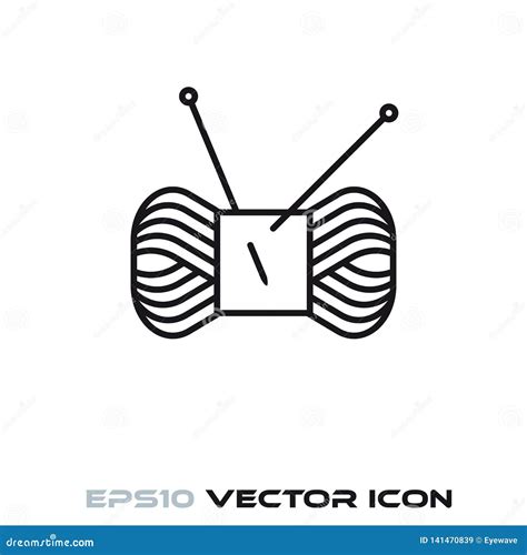 Ball Of Yarn And Knitting Needles Line Icon Stock Vector Illustration