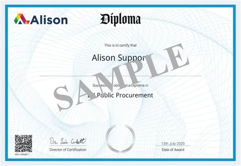 Sample Alison Certificate Off