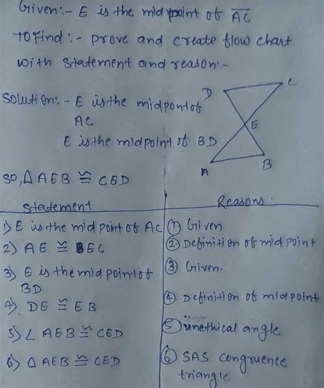 Solved Given E Is The Midpoint Of Overline Ac Complete The Flowchart