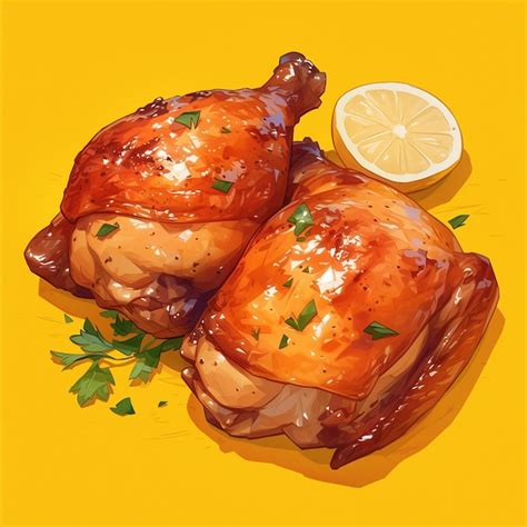 Coxas De Frango Grelhadas Marinada De Ervas De Lim O Vetor Premium