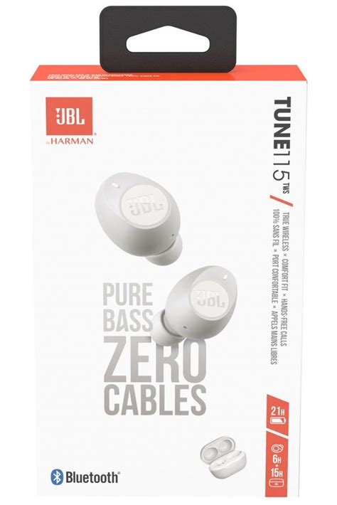Audífonos Bluetooth Jbl Tune 115 Tws Pure Bass Zero Cables Blanco ...