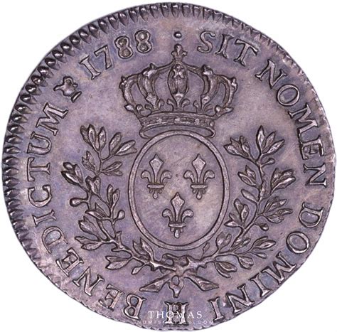 Louis XVI 1 5 Écu aux branches d olivier 1788 H La Rochelle réf 2