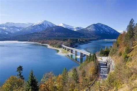 Canvas Print Of Road Bridge Over Lake Sylvenstein