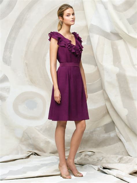 Purple A Line V Neck And Sleeveless Zipper Knee Length Chiffon Prom