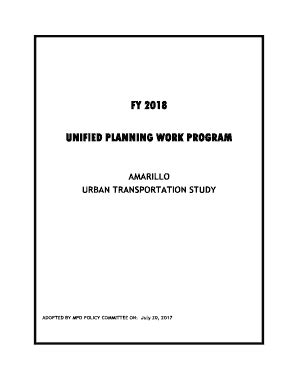 Fillable Online Fy 2018 Unified Planning Work Program City Of