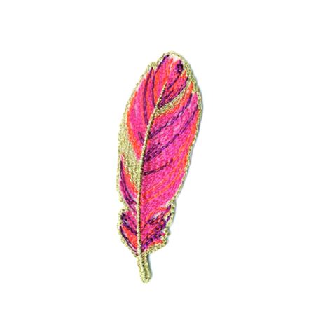 Appliques Golden Feather Bright Pink Fabrics Hemmers