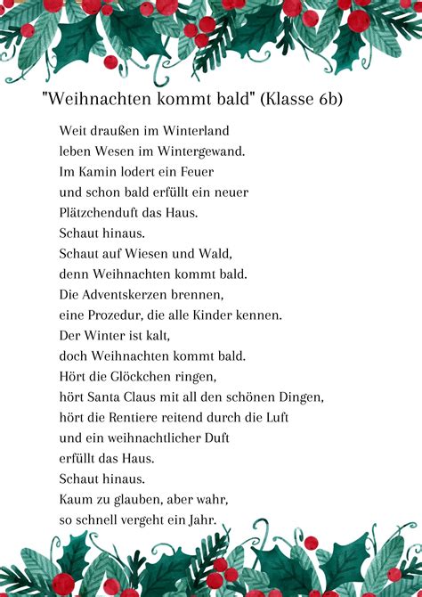 Wir Gratulieren Der Klasse B Zum Besten Weihnachtsgedicht