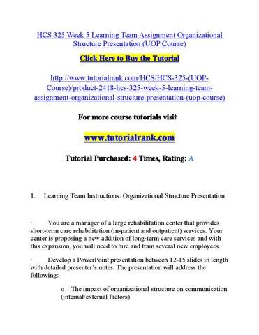 Hcs Week Learning Team Assignment Organizational Structure