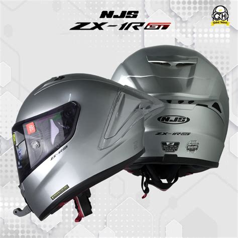 Jual HELM NJS ZX 1R GT SOLID BROOKLYN SILVER HELM FULL FACE SNI