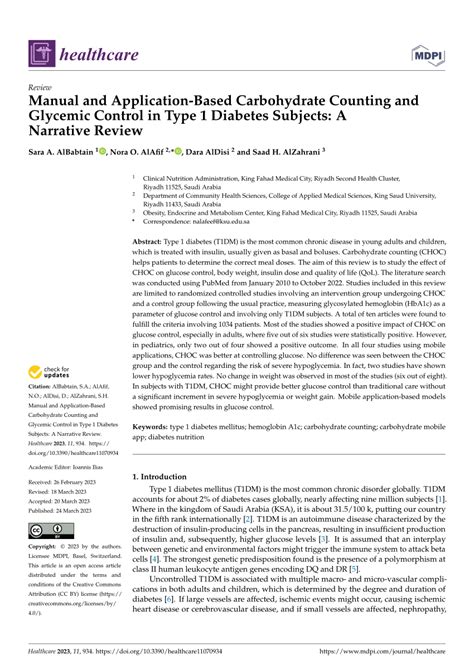 PDF Manual And Application Based Carbohydrate Counting And Glycemic