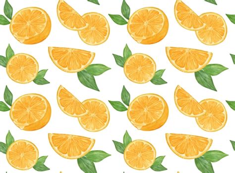 Premium Vector | Watercolor fresh cut slice orange fruit pattern ...