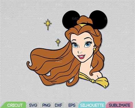 Belle With Mickey Mouse Ears Svg Beauty And The Beast Design Etsy