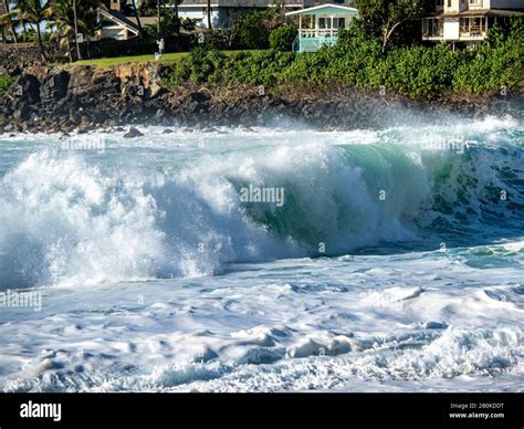 Big Waves On The North Shore Of Oahu With Aquamarine Seas White Foam