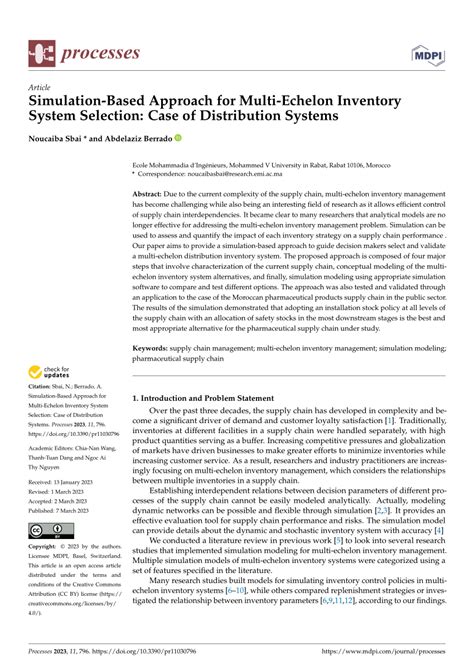 Pdf Simulation Based Approach For Multi Echelon Inventory System