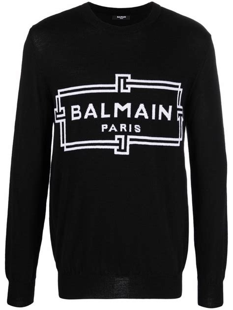 Intarsia Knit Logo Merino Jumper Balmain Eraldo KR