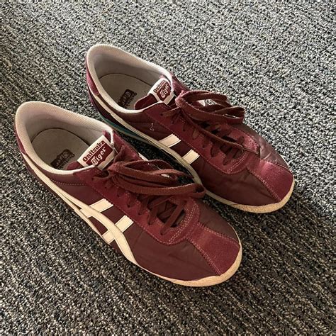 Onitsuka Tiger Men S Burgundy And Purple Trainers Depop