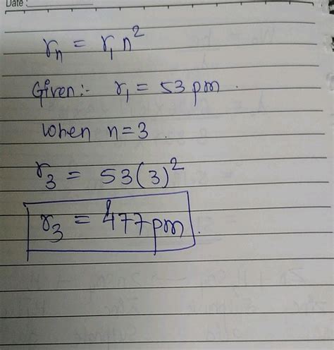 In Terms Of Bohr Radius A The Radius Of The Second Bohr Orbit Of A