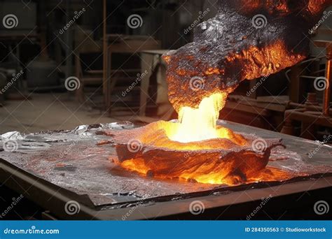 Aluminum Casting Process with Molten Metal Stock Illustration ...