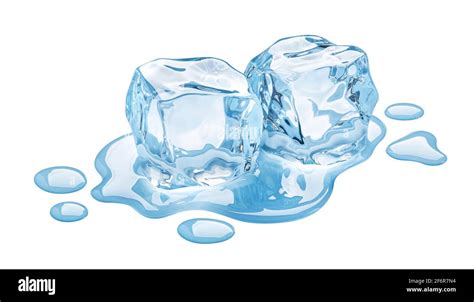 Melting Ice Cubes Isolated On White Background Stock Photo Alamy