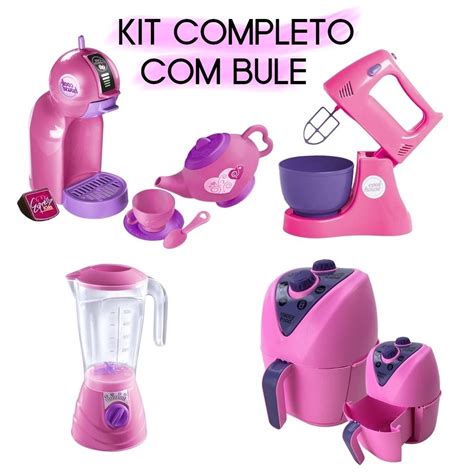 KIT COZINHA INFANTIL 9 PEÇAS COMPLETO AIRFRYER LIQUIDIFICADOR