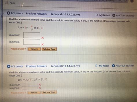 Solved 0 1 Points Previous Answers TanApCalc 10 4 4 016 My Chegg