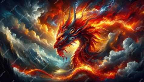 Premium Photo | Red Dragon in Traditional Asian Mythology Art