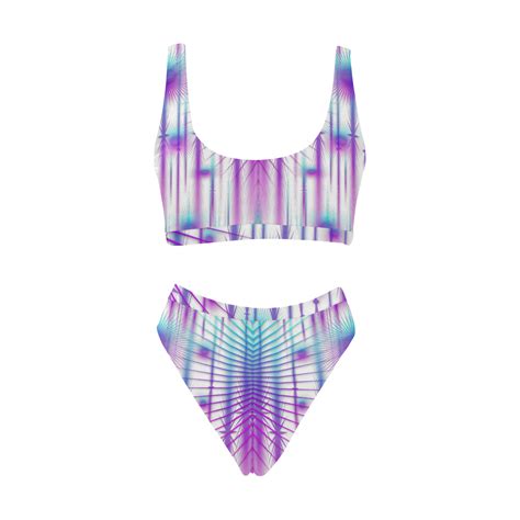 Star Fall In Rainbow Landscape Sport Top High Waisted Bikini Swimsuit