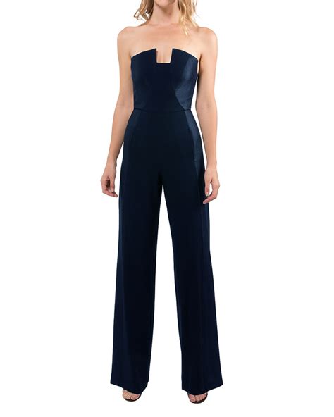 Black Halo Lena Strapless Tuxedo Jumpsuit Neiman Marcus