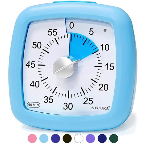 Secura 60-Minute Visual Timer, Silent Study Timer for Kids and Adults