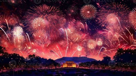 Spectacular fireworks display lighting up the night sky. US Memorial Day. 24161662 Stock Photo ...