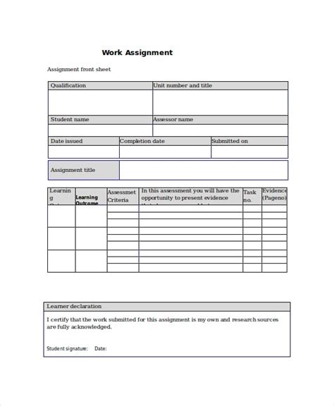 Project Assignment Template - 4+ Free Word, PDF Documents Download